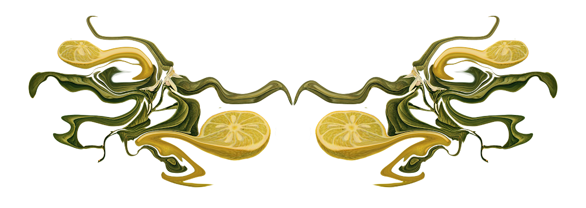 A symmetrical illustrated design of wavy lemons.